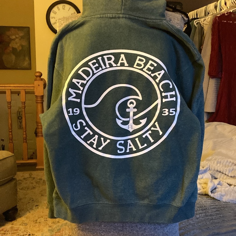 Madeira Beach Florida Stay Salty 1935 Green Hoodie Sweatshirt - Picture 5 of 6